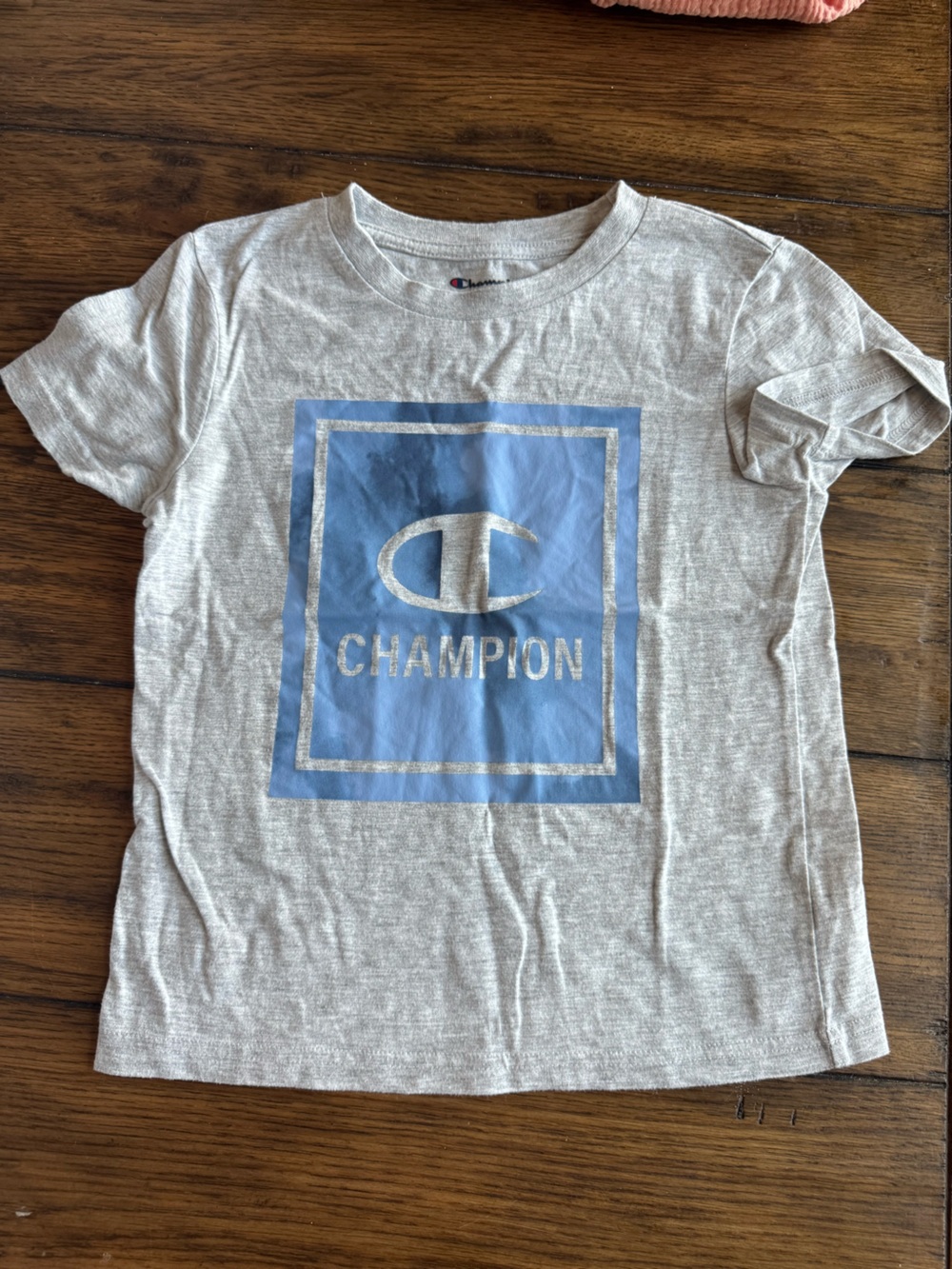 Champion Kids Light Gray Tee with Blue Logo